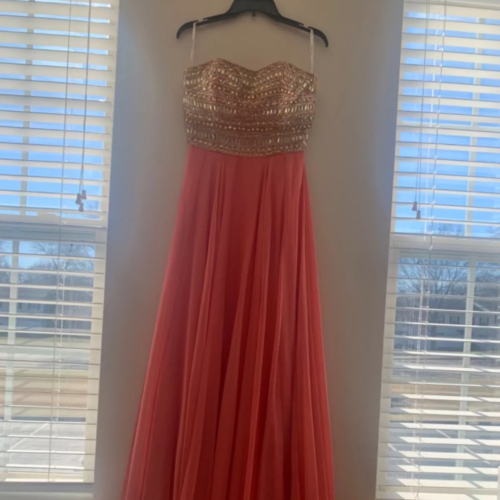 Sherri Hill Jeweled Chiffon Prom Pageant Dress Eve Ball Gown Size 6